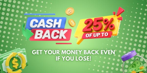 Promotional artwork showing a first-deposit percentage message